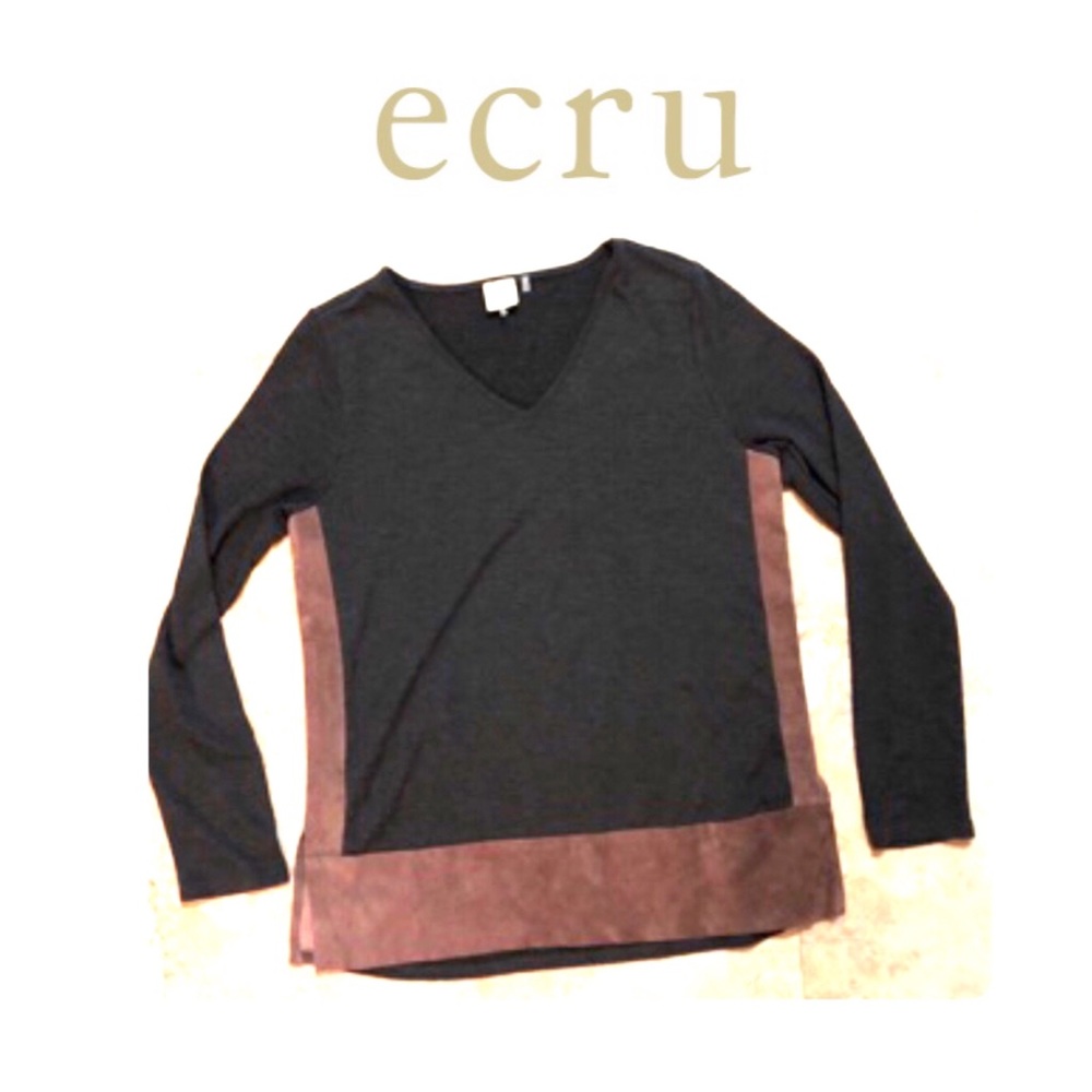 NWOT Ecru 100% Leather Accent Shirt